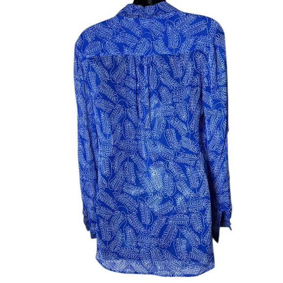 Diane von furstenberg lorelei 100% silk long sleeve button up abstract sheer 2 - Picture 5 of 7
